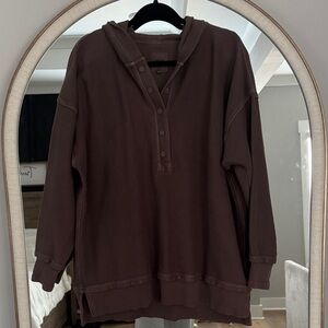 Aerie Brown Ribbed Knit Cardigan